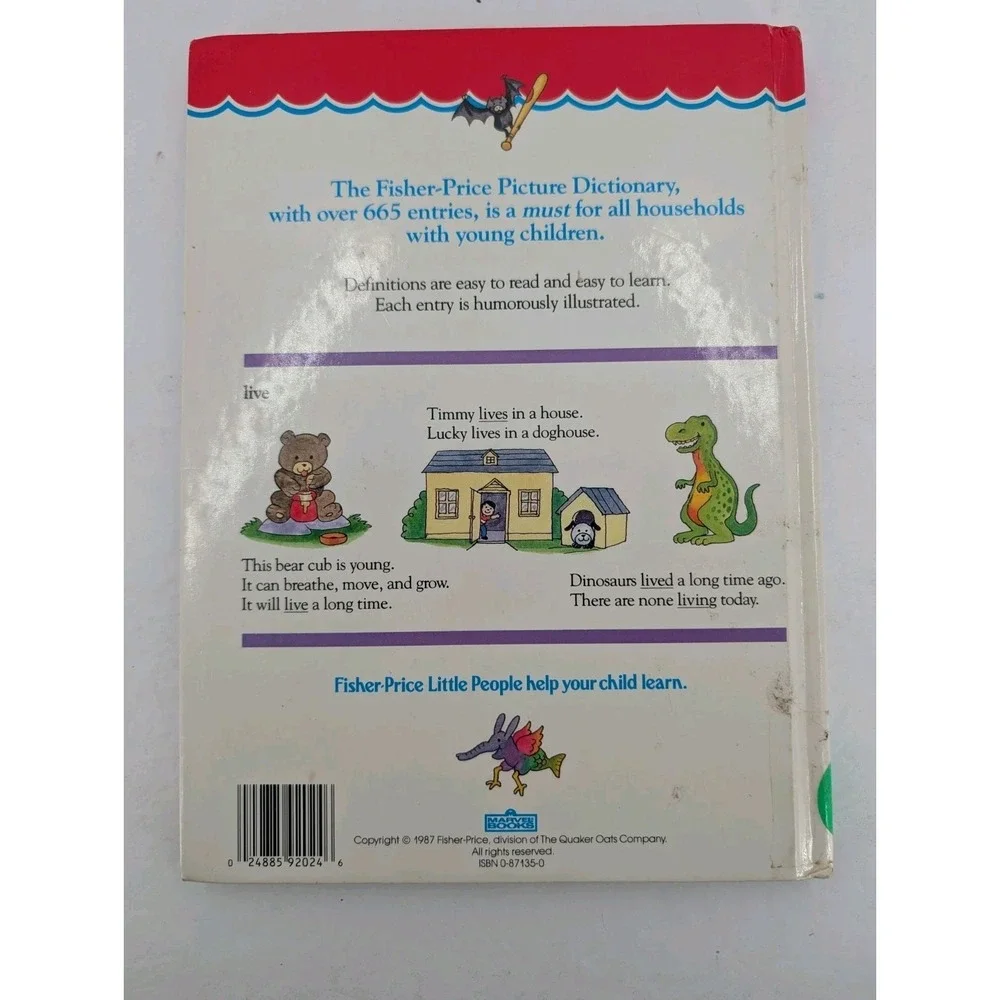 The Fisher Price‎ Picture Dictionary Hardcover Book Little People Vintage 1987
